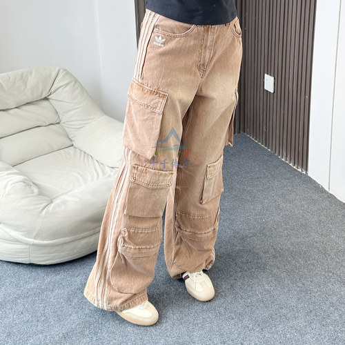 阿迪达斯三叶草女子牛仔工装长裤