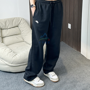 IF0489 男子运动宽松黑色直筒裤 25秋新款 NIKE耐克加绒保暖针织长裤