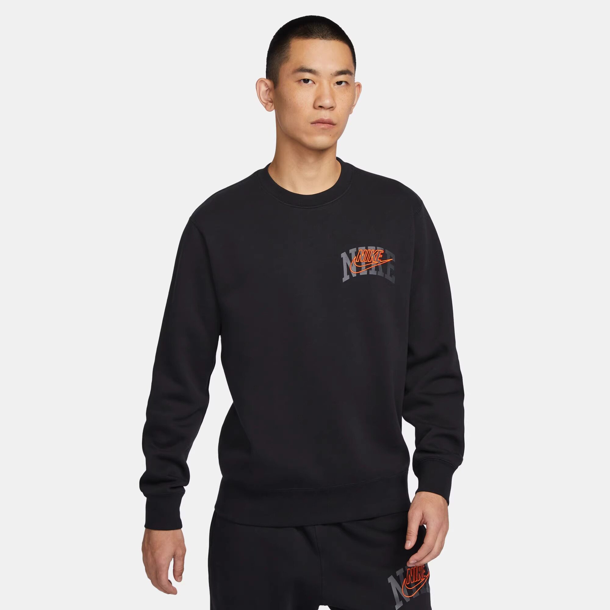 NIKE耐克宽松圆领运动加绒卫衣男