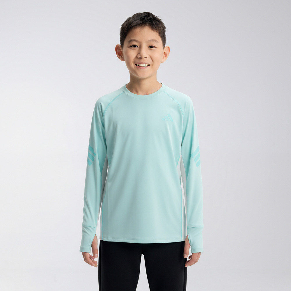 adidas阿迪达斯男女童运动休闲圆领透气套头长袖T恤KG5965/KG5966