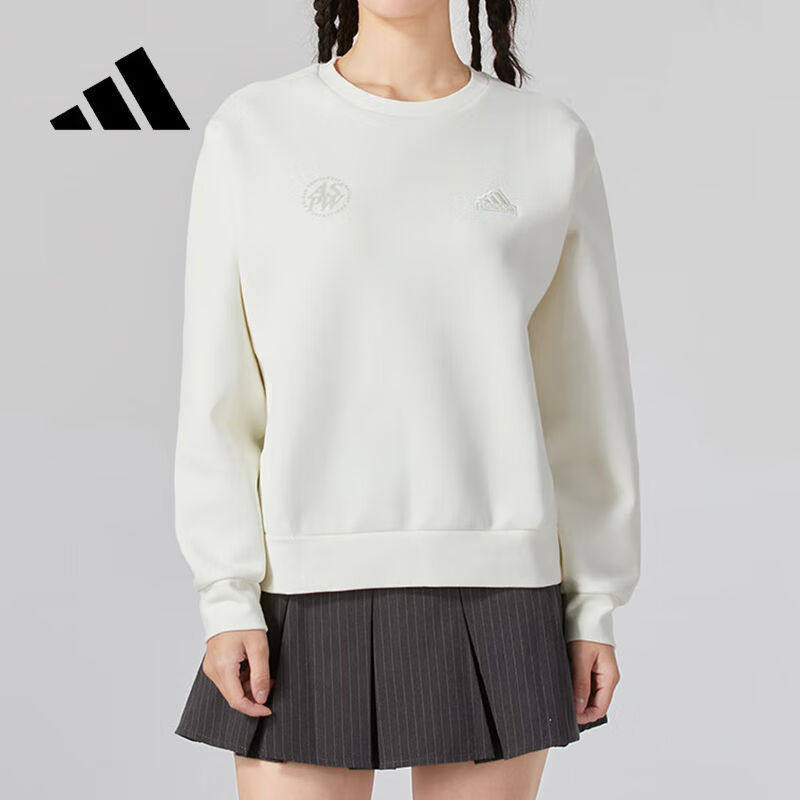 adidas阿迪达斯卫衣女款运动舒适透气休闲服圆领套头衫上衣JJ3577