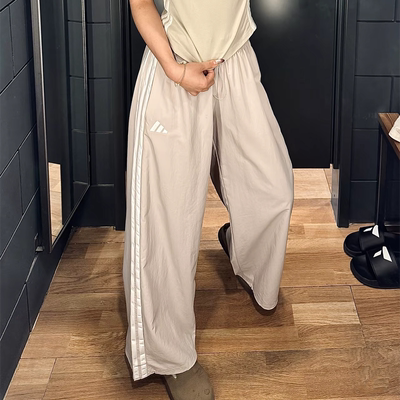 阿迪达斯三条纹直筒裤女梭织长裤