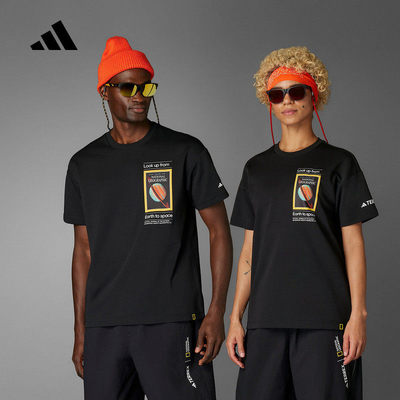 阿迪达斯圆领休闲运动短袖T恤