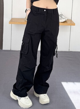 25新款MLB女款长裤NY复古多口袋直筒工装裤梭织运动裤3FWPV0153