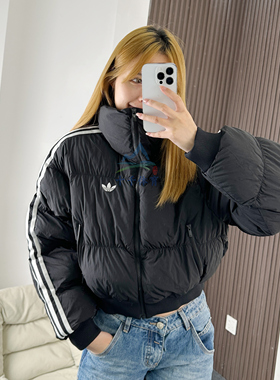 25新款adidas阿迪达斯三叶草女子运动休闲棉服外套JX2970/JX2969