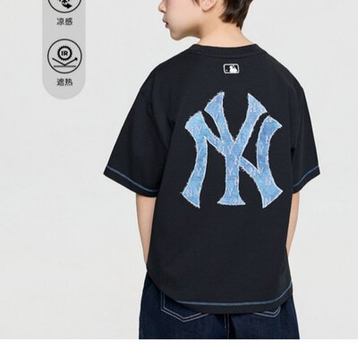 MLB儿童短袖男女童NY老花凉感T恤