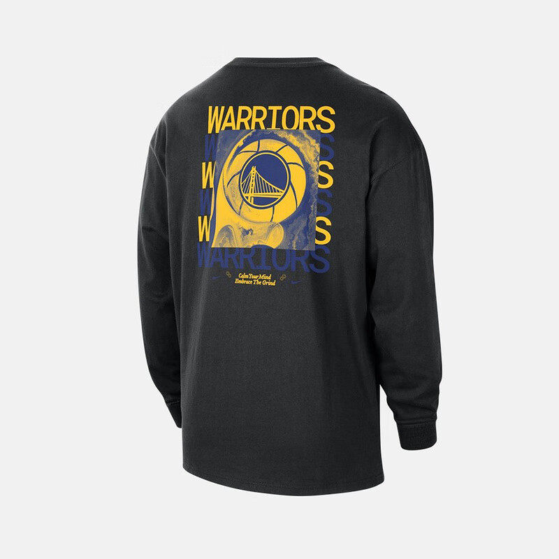 Nike耐克金州勇士队NBA男子长袖T恤25春季新款纯棉宽松长袖HQ0673