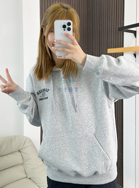 25秋季新款MLB卫衣男女NY皱眉熊印花连帽休闲运动套头衫3AHDE0154