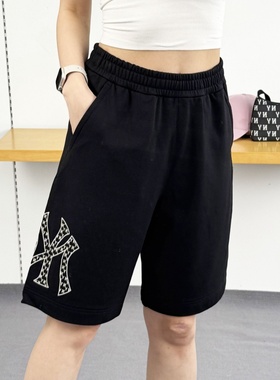 25新款MLB情侣短裤男女NY复古老花大标印花休闲运动裤3ASPM0253