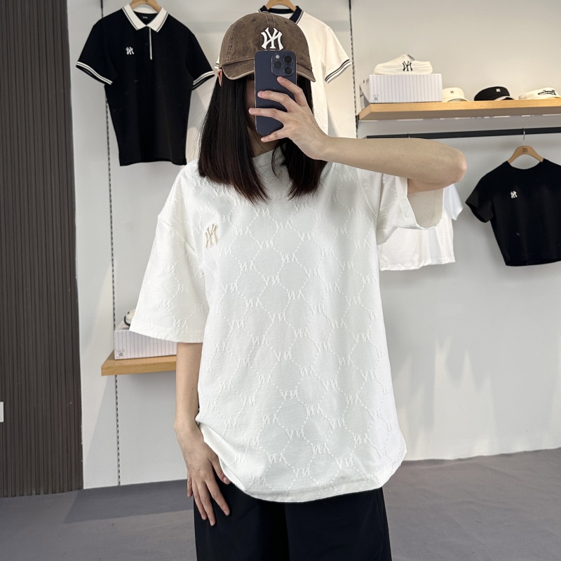 MLB短袖男女NY钻石暗纹老花T恤