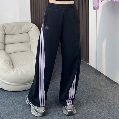 阿迪达斯女针织长裤三条纹运动裤