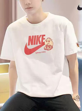 Nike耐克2024夏季新款短袖圆领男运动服休闲宽松短袖白T恤FB9804