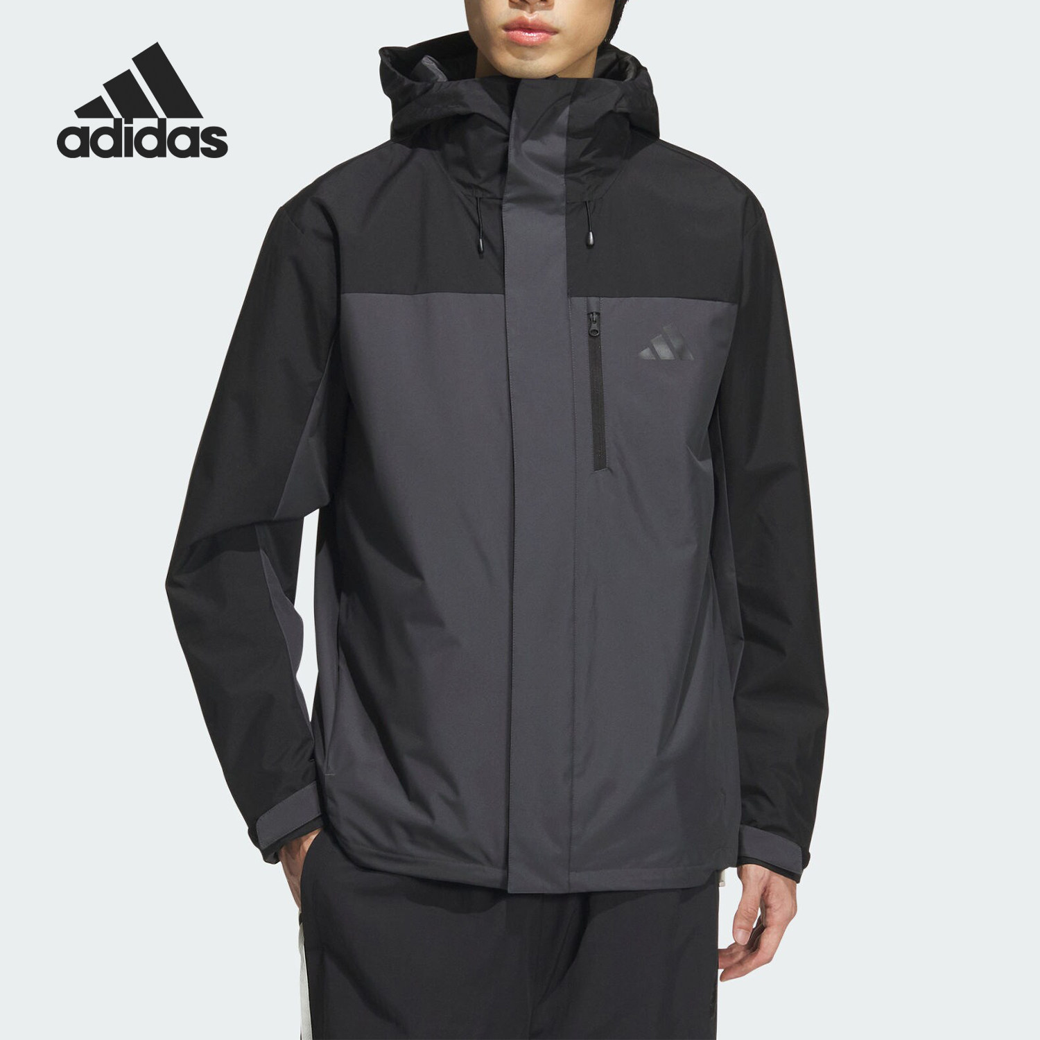 Adidas阿迪达斯休闲男女款三合一加绒连帽夹克外套JM9140/JM9142
