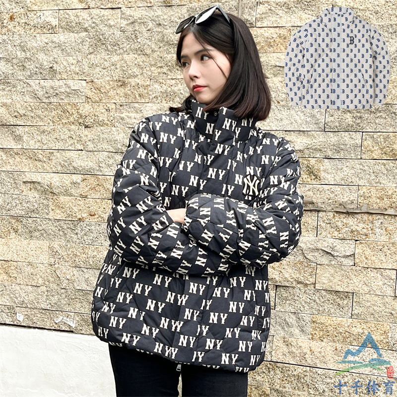 MLB保暖NY复古老花满印羽绒服