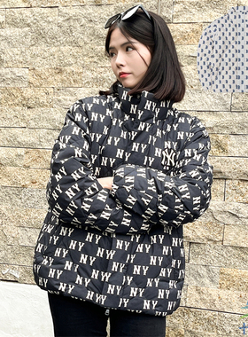 24秋冬新款MLB羽绒服男女运动保暖NY复古老花满印外套3ADJM0646