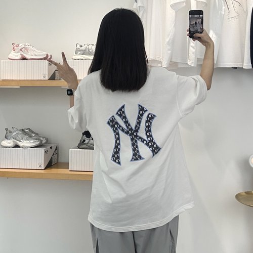 MLB短袖男女老花NY后背大标T恤