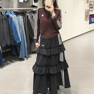 25新款adidas阿迪达斯女半身裙运动休闲长裙蛋糕裙KQ6505/KQ6506