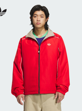 2025Adidas阿迪达斯男子梭织夹克双面穿立领运动宽松棉服KA0822
