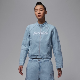 25冬季新款JORDAN耐克乔丹MOTO女子短款经典夹克牛仔外套IM9712