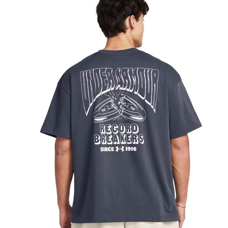 UA安德玛短袖男健身训练印花24新款高克重宽松休闲运动T恤1382857