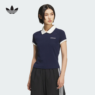 Adidas阿迪达斯三叶草女士休闲修身短袖翻领POLO衫KF9610/KF9611