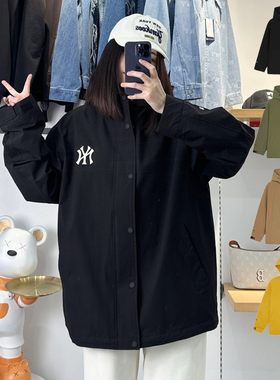 25新款MLB情侣冲锋衣外套男女NY刺绣连帽休闲运动夹克3AWJB0151