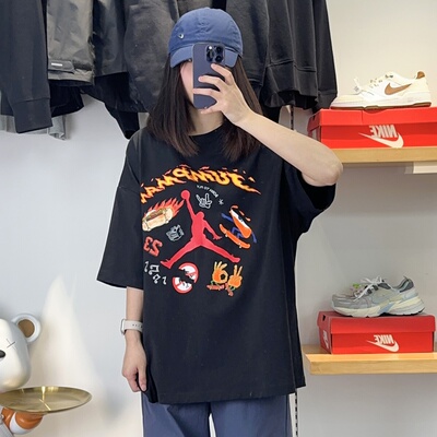 耐克飞人印花运动T恤纯棉短袖男