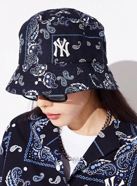 MLB盆帽男女同款腰果花NY刺绣休闲复古时尚百搭渔夫帽3AHT06123