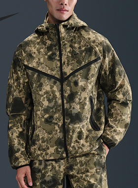 Nike耐克外套男子25秋季Windrunner连帽迷彩风梭织外套夹克HV0980