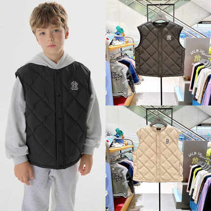 24新款MLB儿童羽绒马甲男女童NY小标简约保暖棉羽背心7ADVB0446