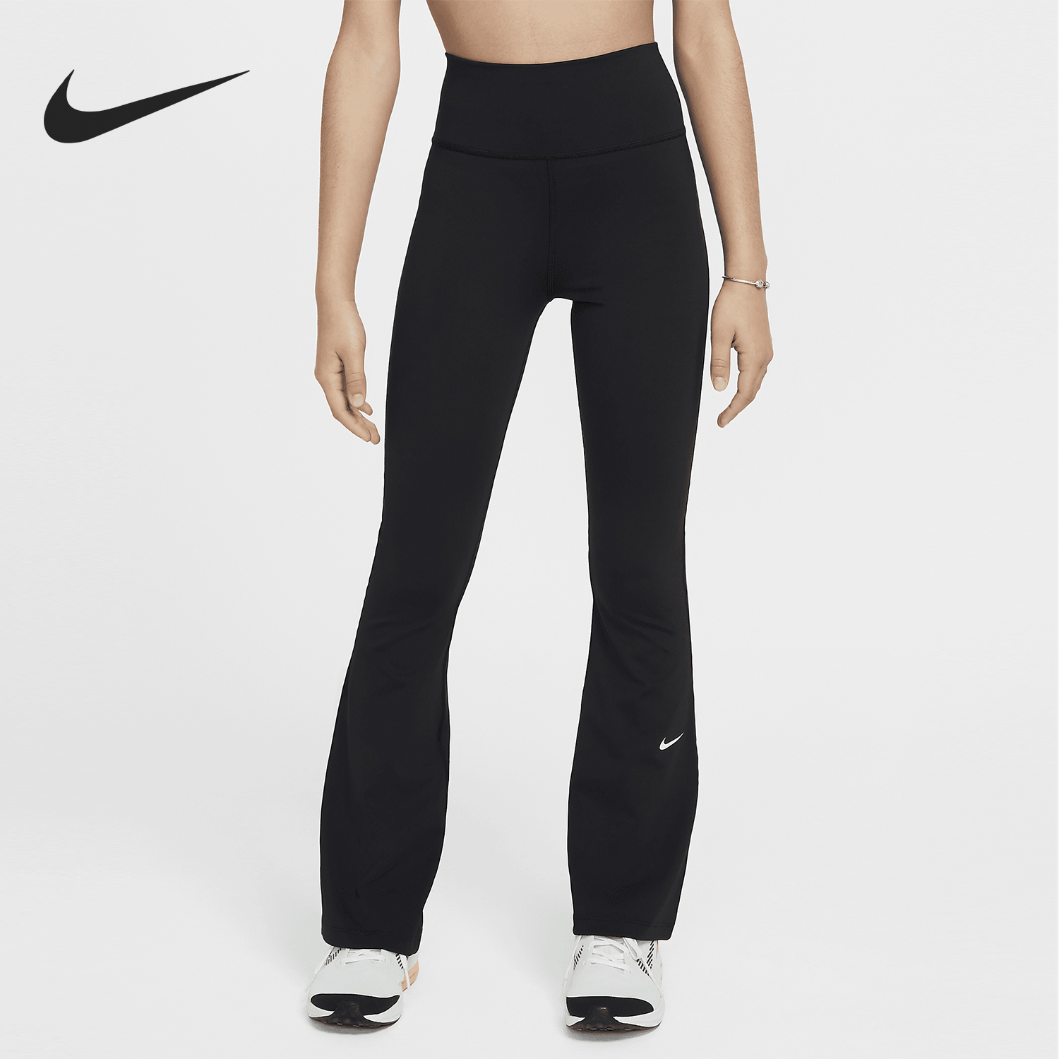 耐克女大童高腰运动喇叭紧身裤