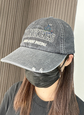 MLB棒球帽男女25新款学院风休闲字母刺绣牛仔运动鸭舌帽3ACPV215N