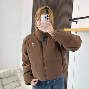 羽绒服NY哑光亮面短款 MLB女款 立领运动外套3FDJB4056 新款 25冬季