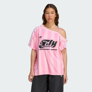 adidas阿迪达斯三叶草女子露肩运动短袖 KD2278 球衣足球风KD2277