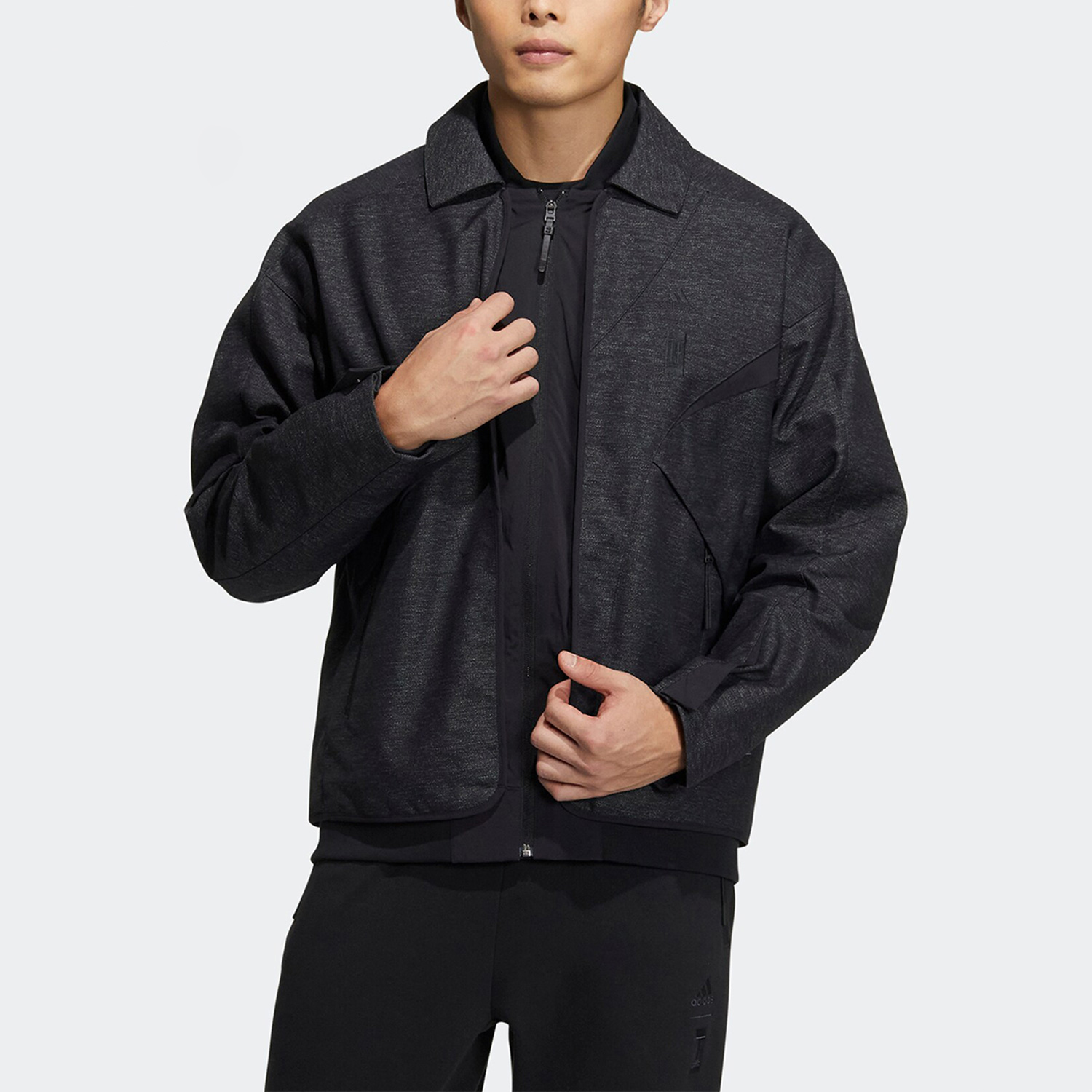 阿迪达斯翻领休闲运动夹克外套男