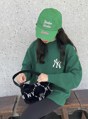 MLB男女毛衣NY大标休闲情侣同款针织套头衫宽松运动衫3AKPB0126