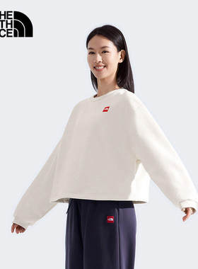 北面女款户外短款针织圆领卫衣
