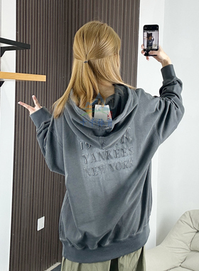 25秋季新款MLB卫衣男女NY复古连帽宽松运动休闲套头衫3AHDV0554