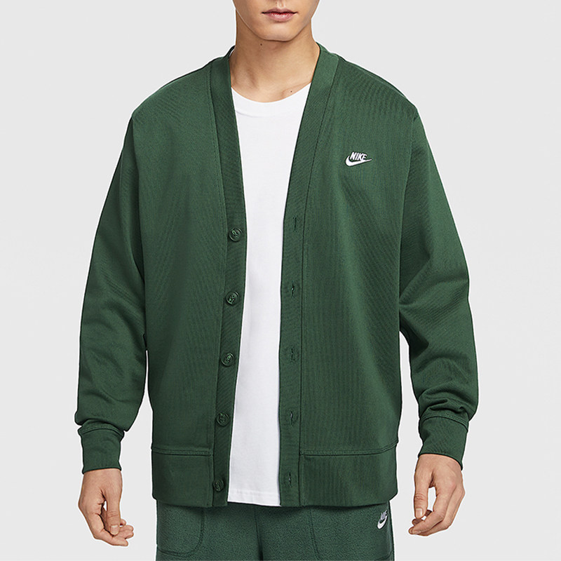 Nike耐克24新款开衫男子纯棉休闲舒适叠搭刺绣柔软针织外套FN3899