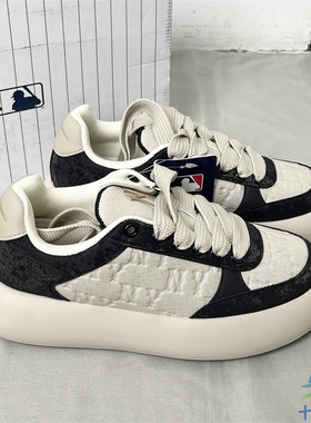 MLB正品男女情侣复古老花低帮印刻休闲鞋厚底休闲鞋3ASXBMN4N