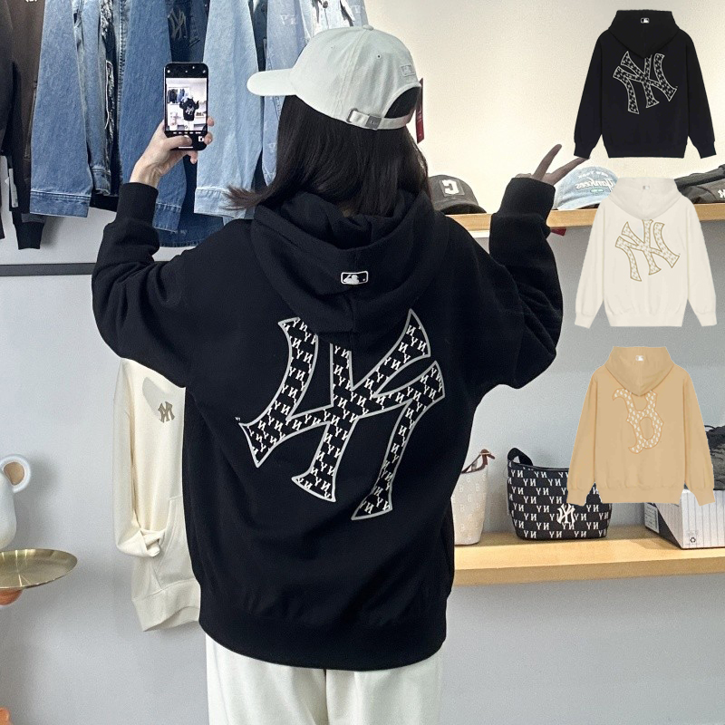 MLB男女老花大LOGO连帽套头卫衣