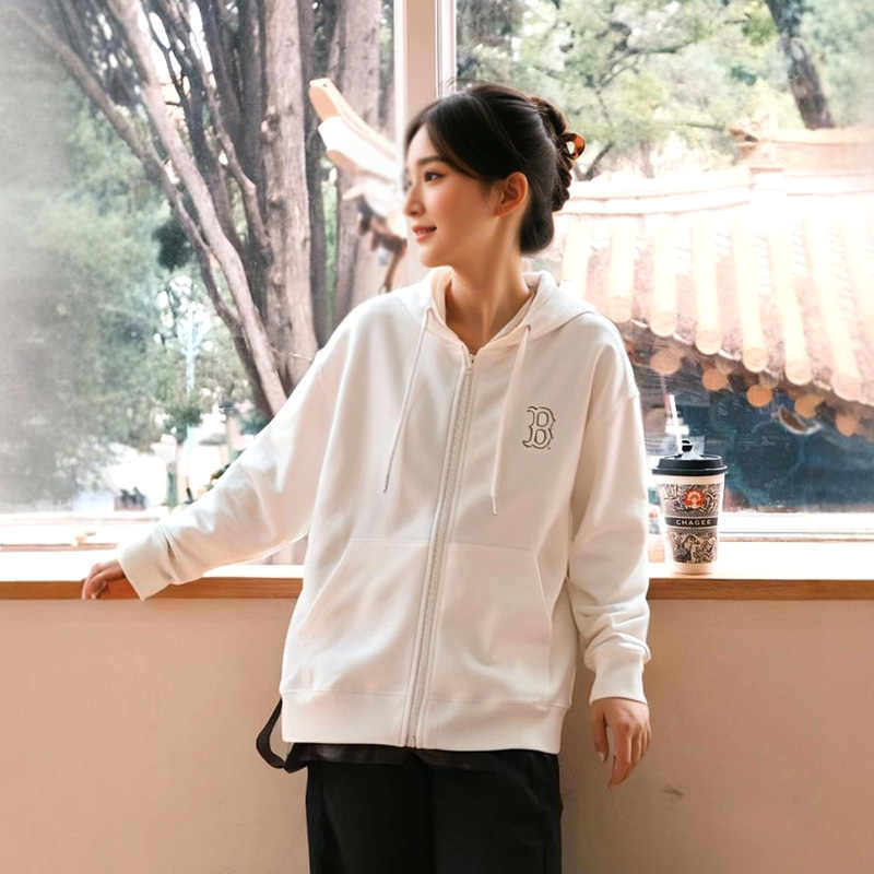 MLB男女大LOGO连帽拉链夹克外套