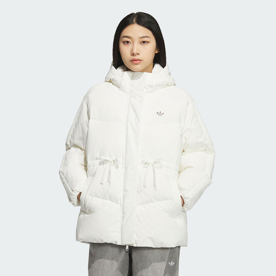 阿迪达斯三叶草抽绳蝴蝶结羽绒服