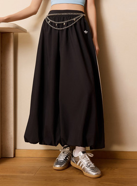 26新款adidas阿迪达斯三叶草女中长款花苞裙半身裙KC8088/KE3441