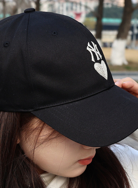 2024新款MLB男女棒球帽爱心系列帽子情侣休闲鸭舌帽3ACPH014N