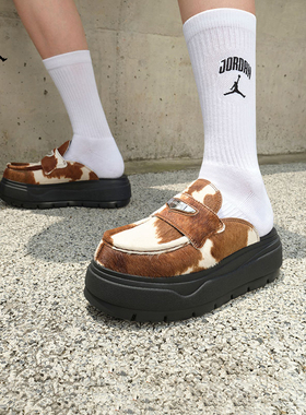 NIKE耐克JORDAN女子25秋季厚底增高牛毛材质休闲鞋乐福鞋IB1497