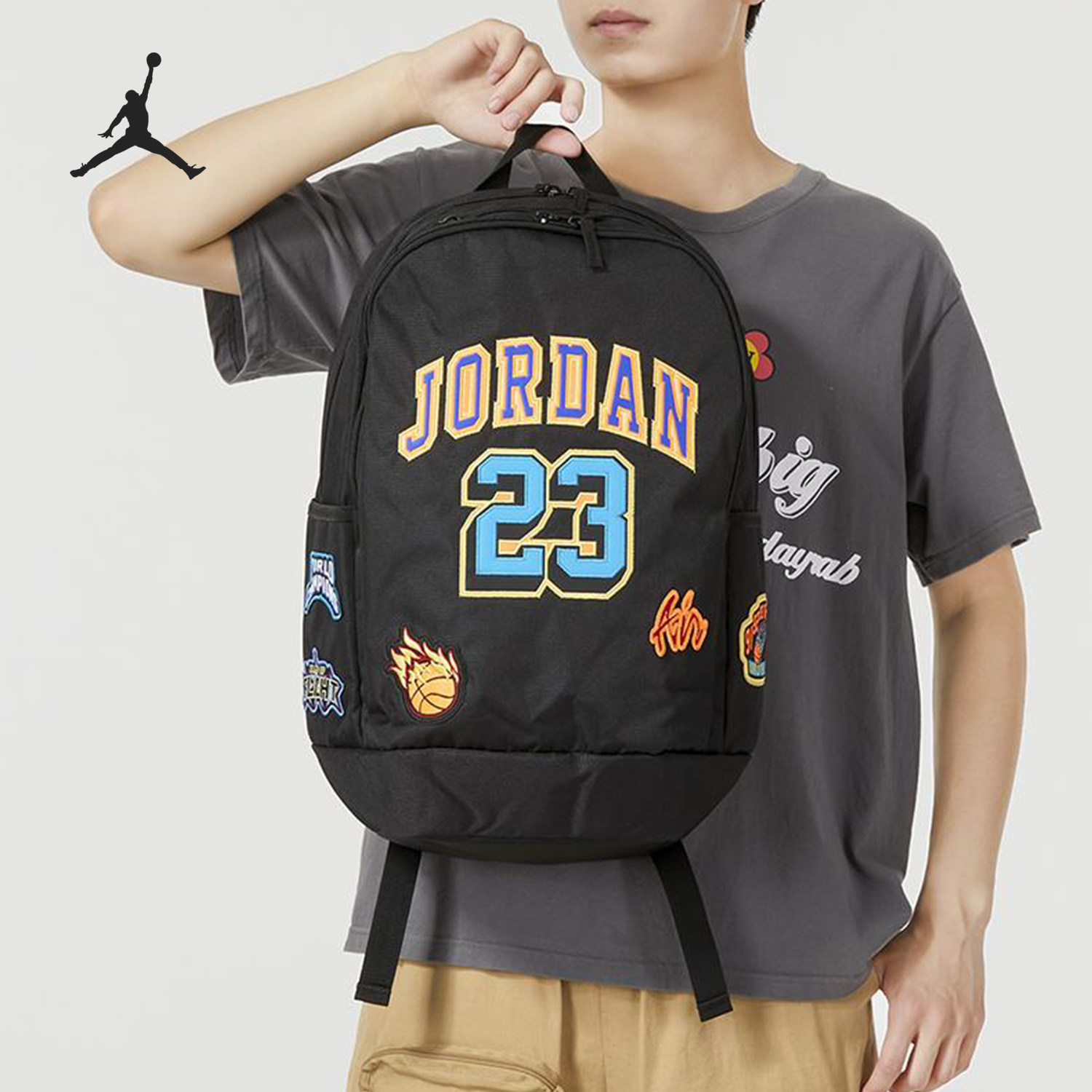 Nike耐克秋季新款JORDAN男女通用户外出行收纳双肩包JD2333051AD