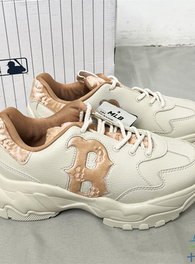24新款MLB情侣老爹鞋男女NY天鹅绒老花增高运动休闲鞋3ASHWVM46