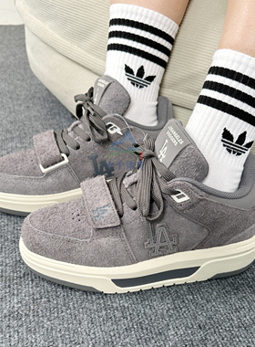 25冬季新款MLB学长鞋男女NY翻毛皮厚底增高运动休闲鞋3ASXH015N