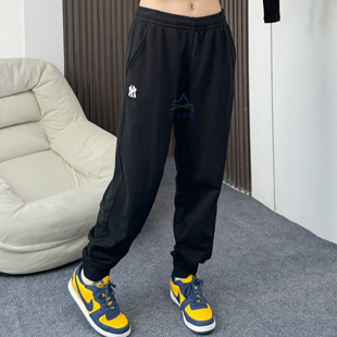 休闲运动裤 25秋季 男女NY小标刺绣束脚卫裤 MLB长裤 3APTB0154 新款